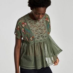 ZARA EMBROIDERED BLOUSE